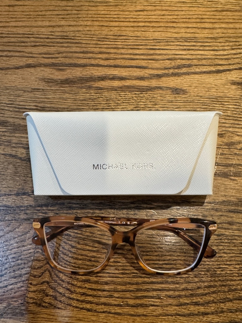 Michael Kors Tortoiseshell Brown and Gold Eyeglasses with White Case